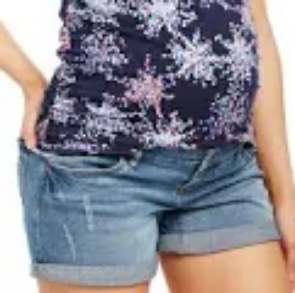 Maternity a:glow Full Belly Panel Denim shorts